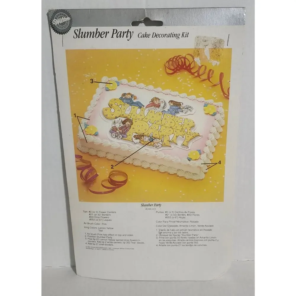 Vintage 1991 Wilton Slumber Party Cake Decorating Kit 1600-1015 NOS